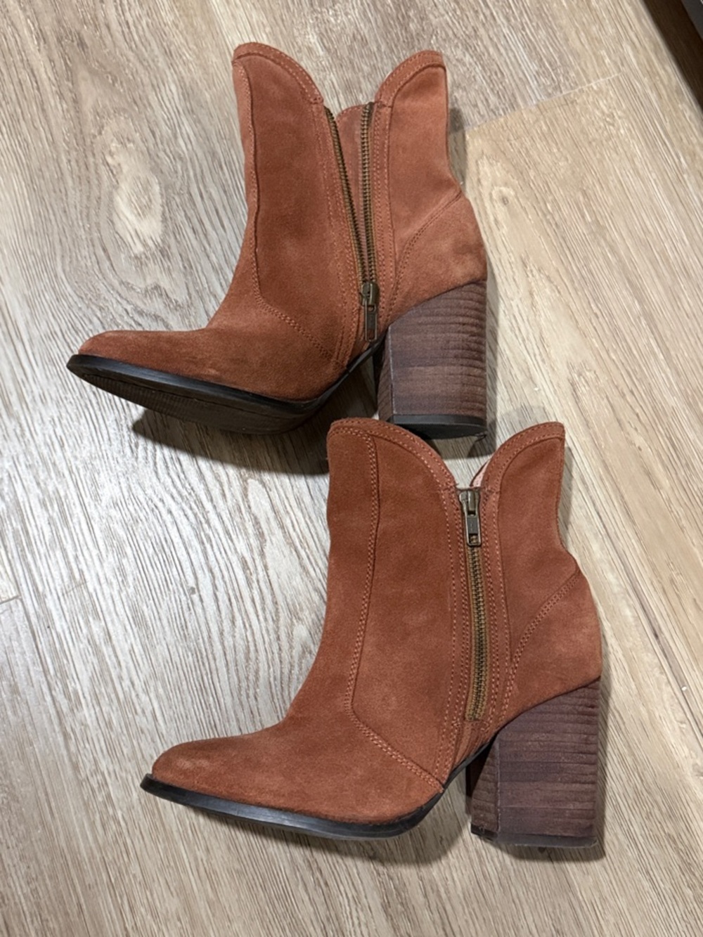 Seychelles Suede Ankle Booties in Rust